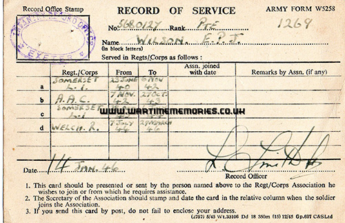 Record of Service
